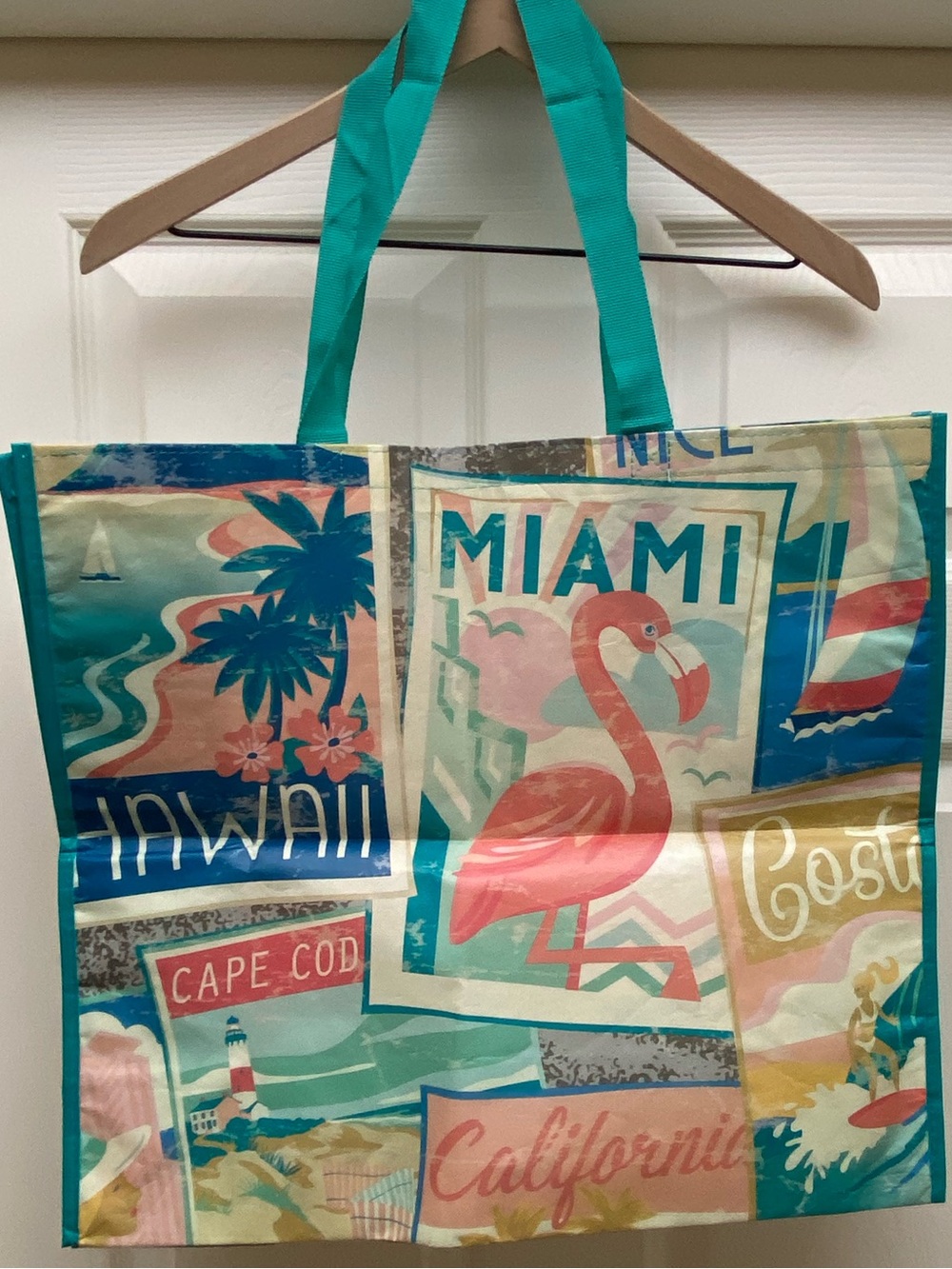 Home goods reusable tote bag California Miami Hawaii cape cod